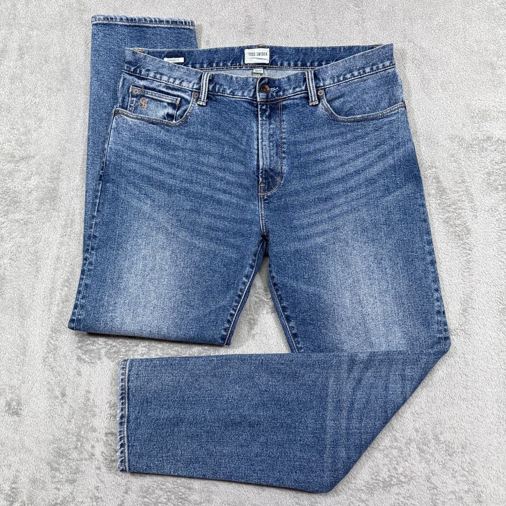 Todd‎ Snyder Jeans Mens 34x30 Blue Medium Indigo Wash Straight Stretch JE109233